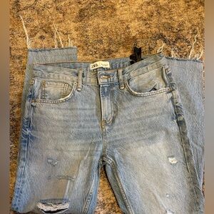 Zara Light Blue Distressed Jeans